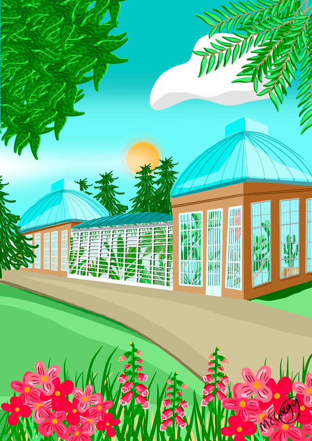 Botanical Gardens, Sheffield Art Print - Colourful Yorkshire Wall Art by UK Artist Marie Gregg 