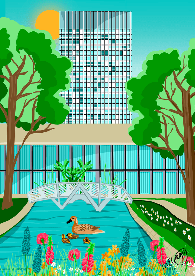 Arts Tower, Sheffield Art Print - Colourful Yorkshire Wall Art by UK Artist Marie Gregg  