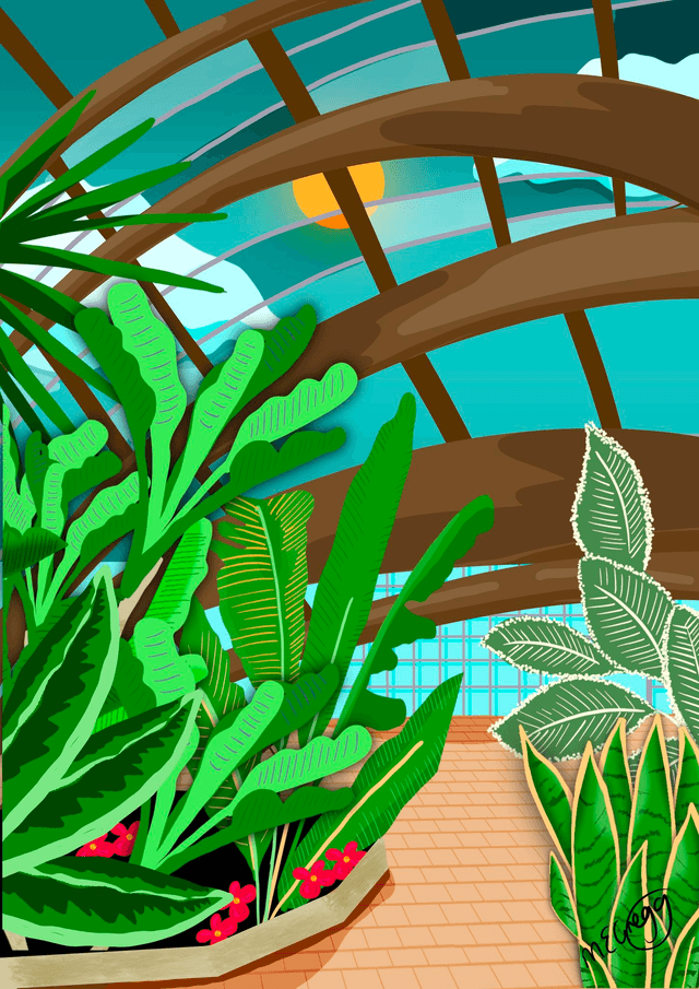 Winter Gardens, Sheffield Art Print - Colourful Yorkshire Wall Art by UK Artist Marie Gregg 