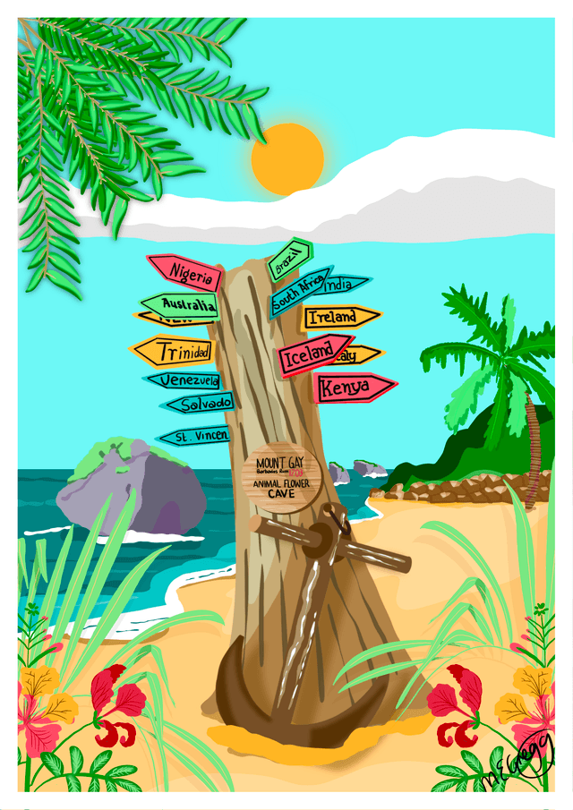 Barbados Vibrant Art Print by Marie Gregg Illustrator 