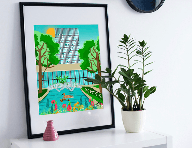 Arts Tower, Sheffield Art Print - Colourful Yorkshire Wall Art by UK Artist Marie Gregg  